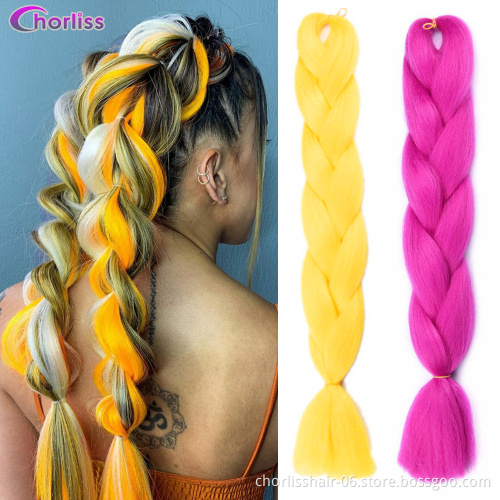 Wholesale 24''100g Ombre  Pre Stretch Jumbo Hair Braid  Attachment Hair Braids Crochet Afro Synthetic Braiding Hair Extensions